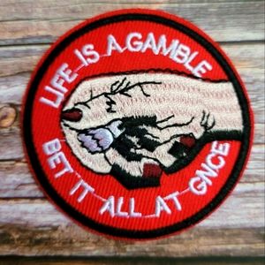 Life is A Gamble Roll Dice.  90'S Vintage Embroidered Iron on Patch 3/13$